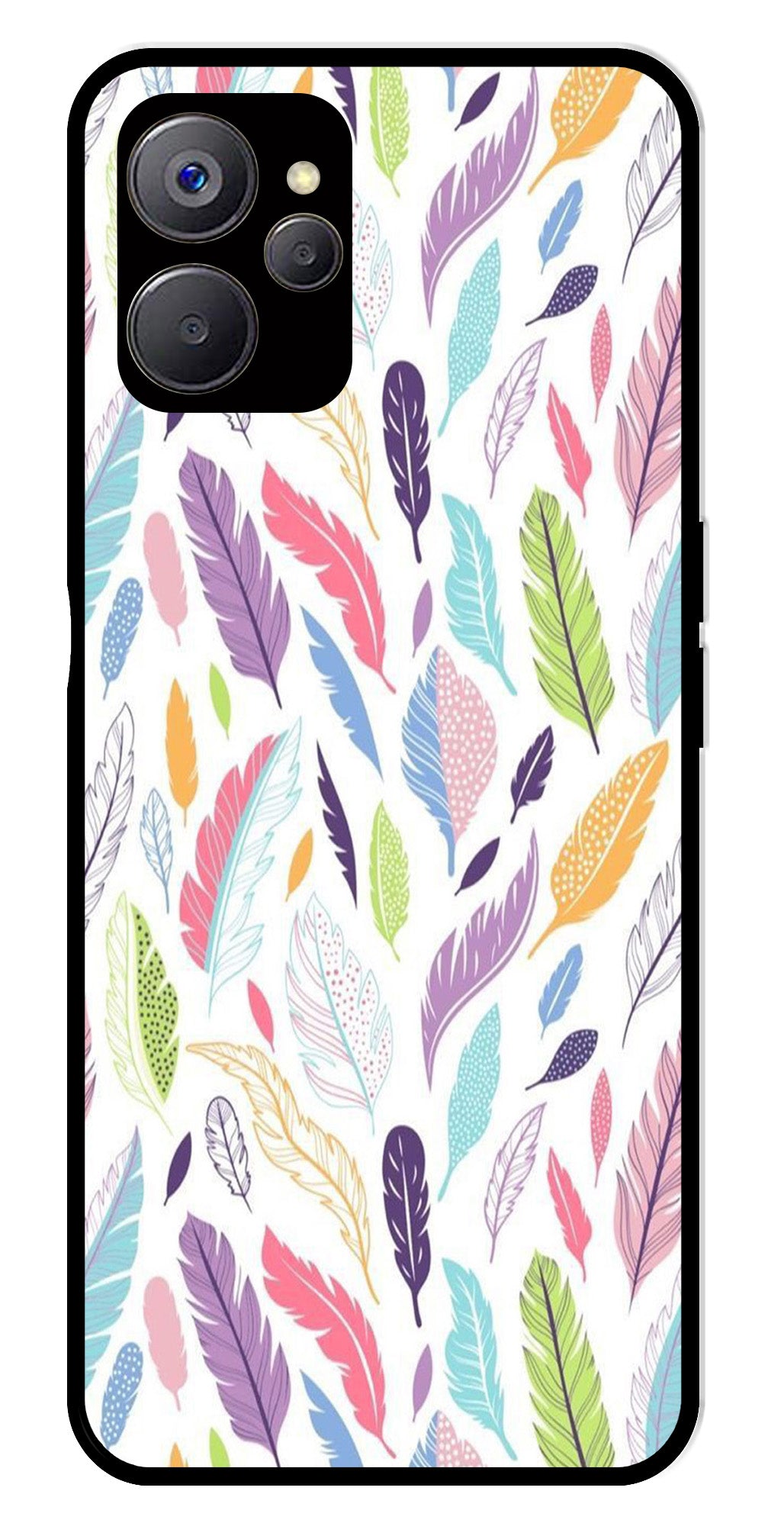 Colorful Feathers Metal Mobile Case for Realme 9i 5G   (Design No -06)
