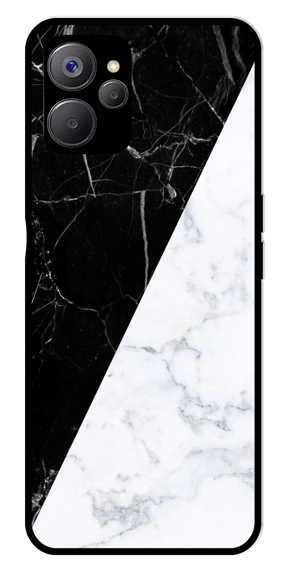 Black White Marble Design Metal Mobile Case for Realme 9i 5G   (Design No -09)