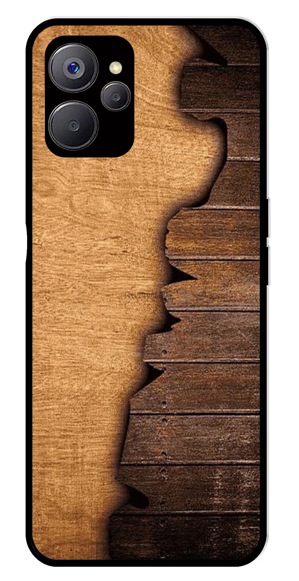Wooden Design Metal Mobile Case for Realme 9i 5G   (Design No -13)