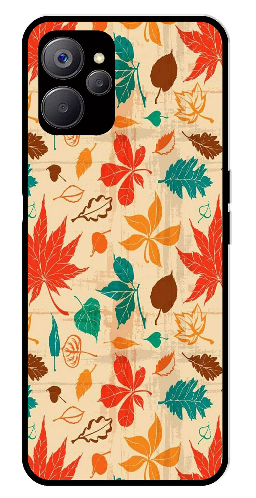 Leafs Design Metal Mobile Case for Realme 9i 5G   (Design No -14)