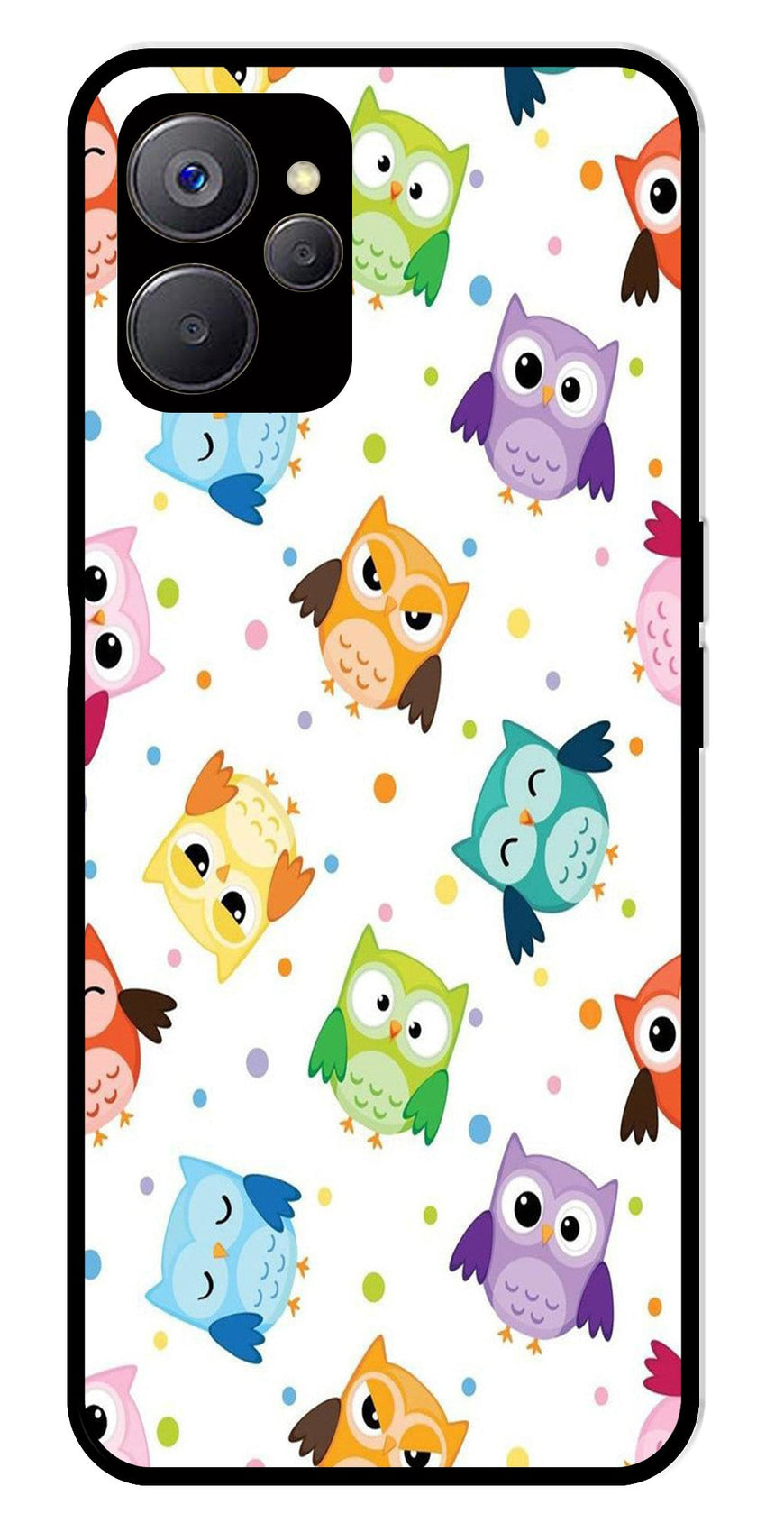 Owls Pattern Metal Mobile Case for Realme 9i 5G   (Design No -20)