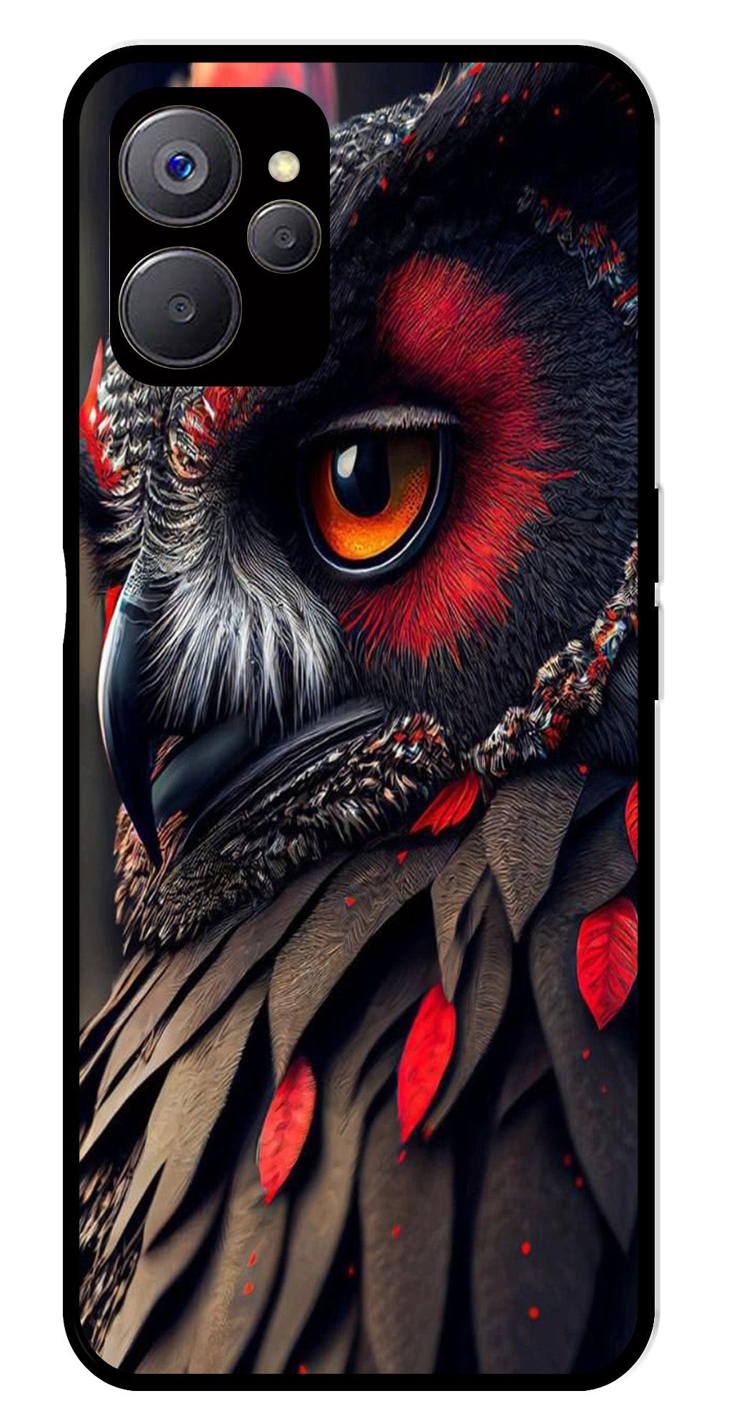 Owl Design Metal Mobile Case for Realme 9i 5G   (Design No -26)