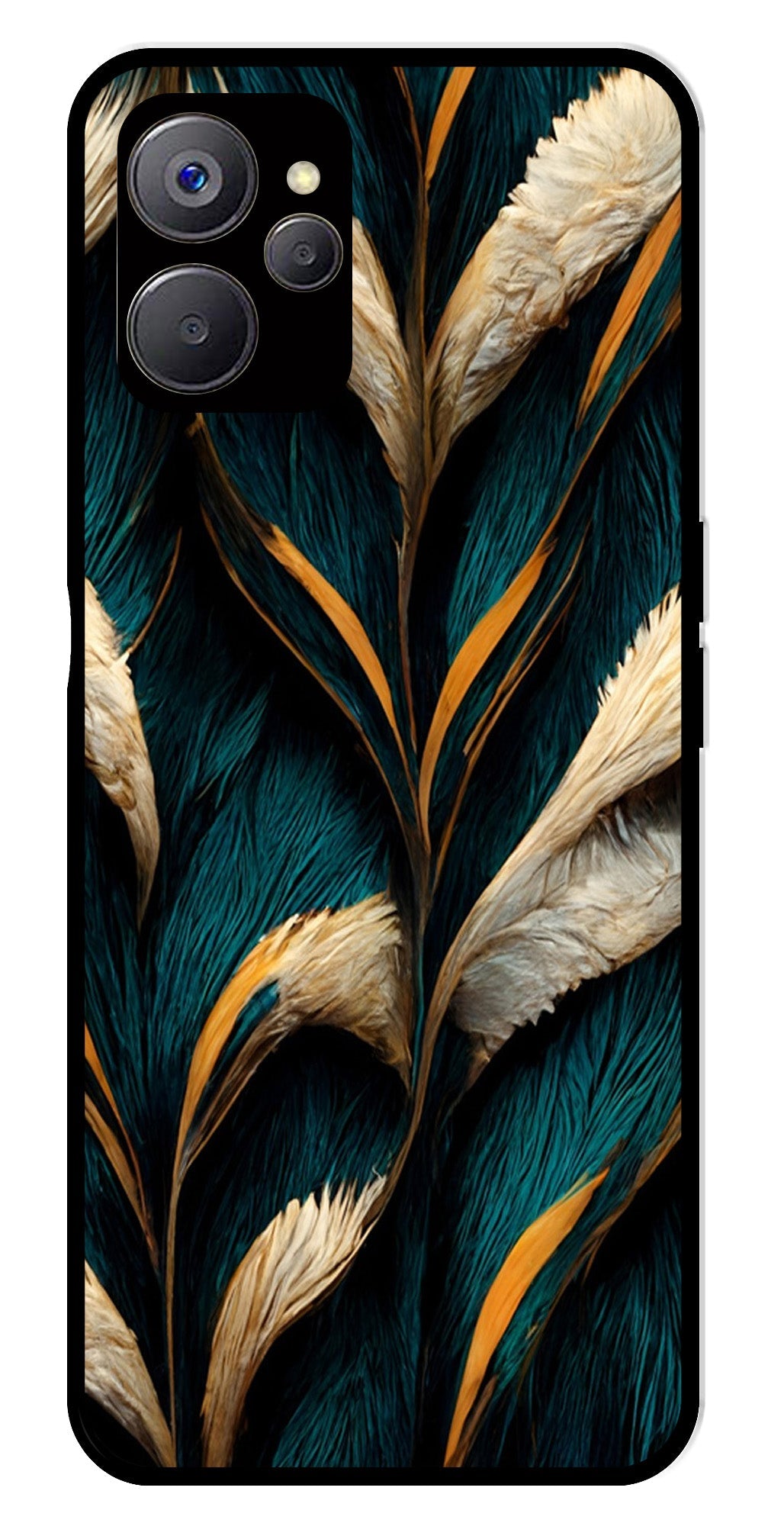 Feathers Metal Mobile Case for Realme 9i 5G   (Design No -30)