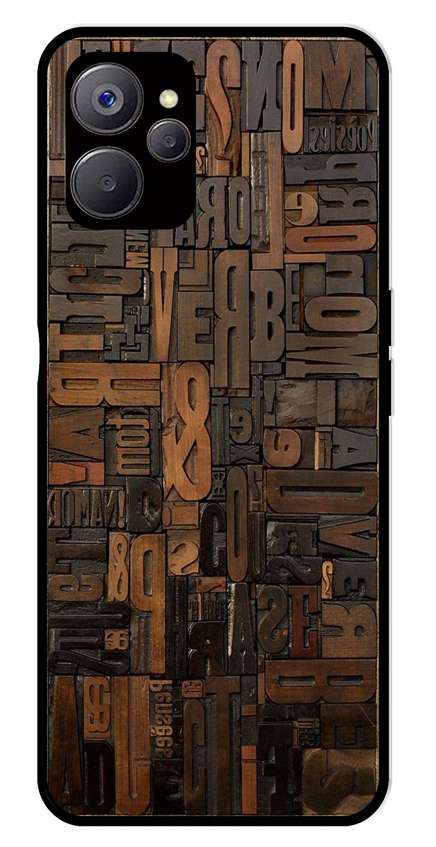Alphabets Metal Mobile Case for Realme 9i 5G   (Design No -32)