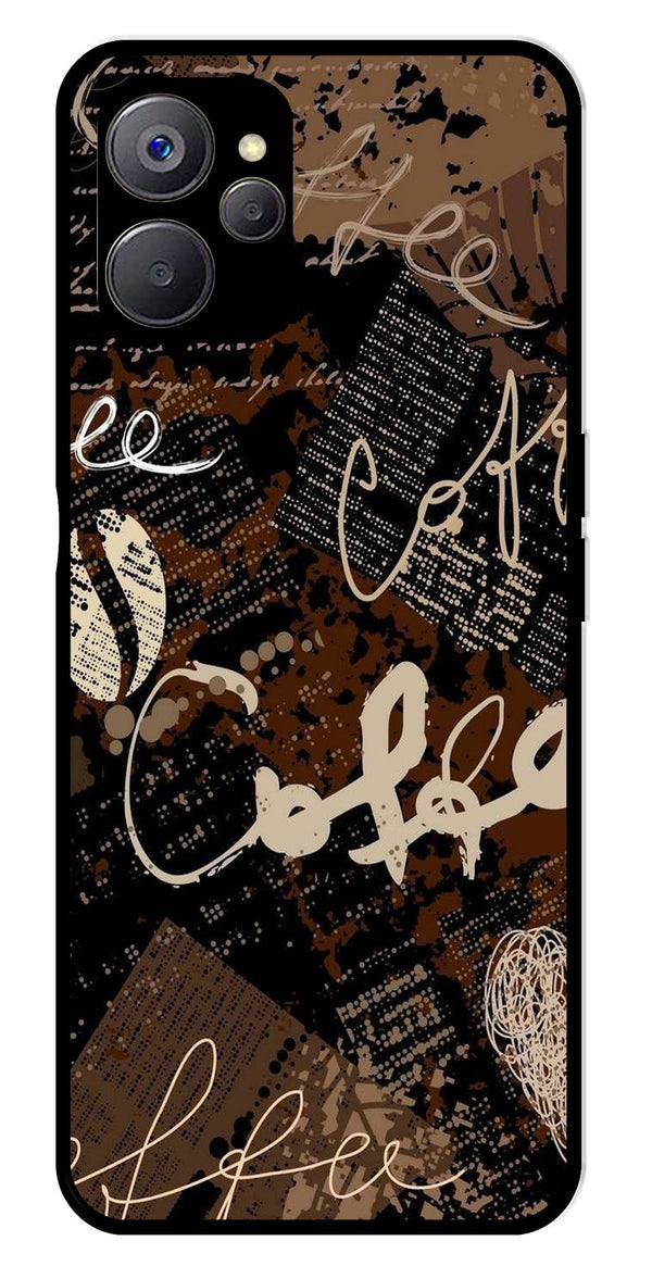 Coffee Pattern Metal Mobile Case for Realme 9i 5G   (Design No -37)
