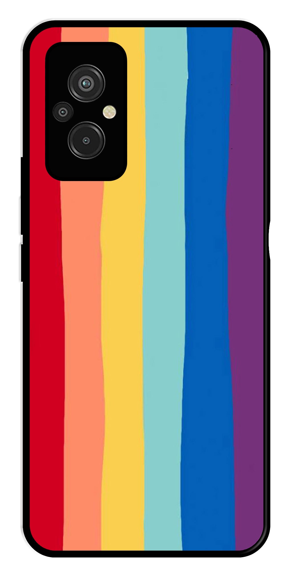 Rainbow MultiColor Metal Mobile Case for Redmi 11 Prime   (Design No -03)