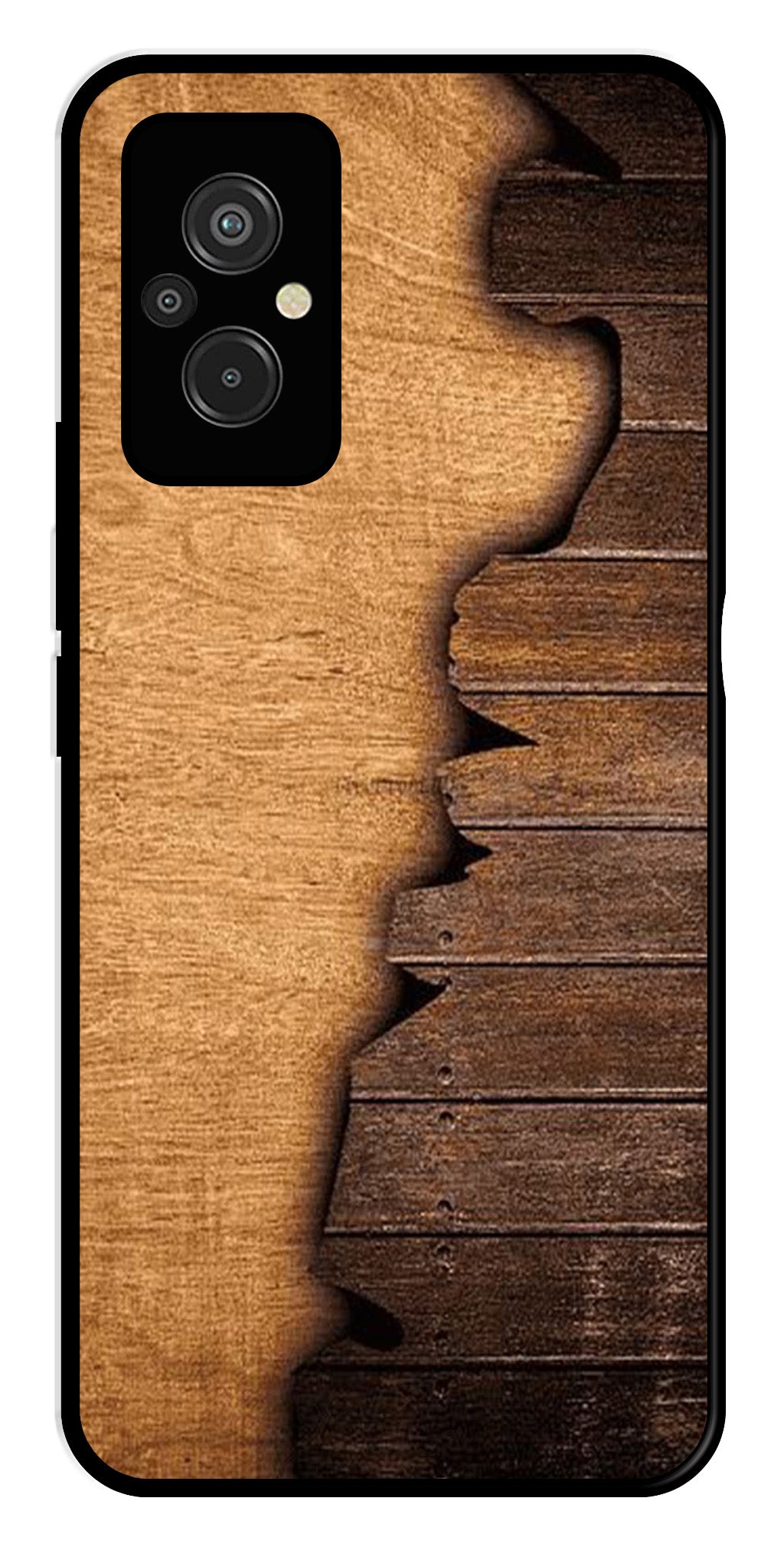 Wooden Design Metal Mobile Case for Redmi 11 Prime   (Design No -13)