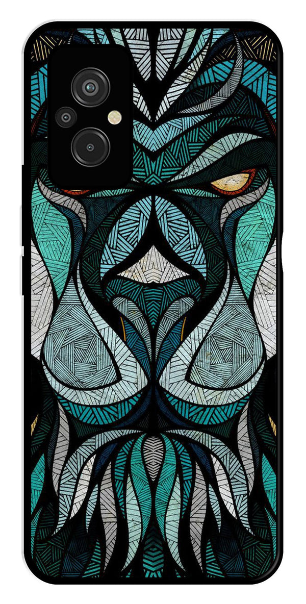Lion Pattern Metal Mobile Case for Redmi 11 Prime   (Design No -40)