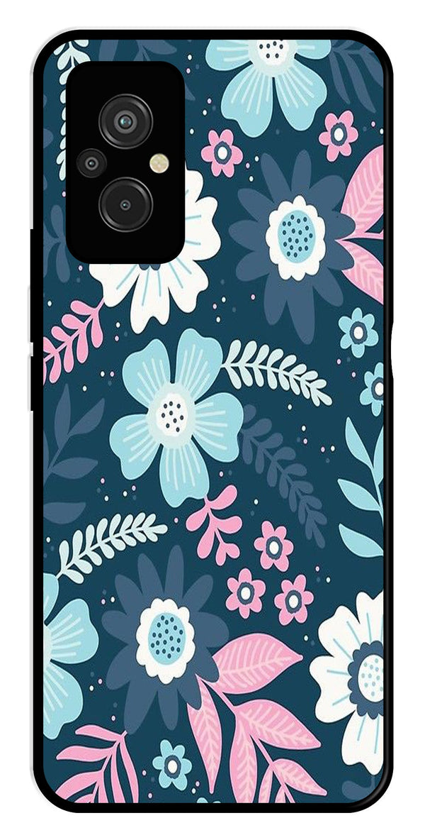 Flower Leaves Design Metal Mobile Case for Redmi 11 Prime   (Design No -50)