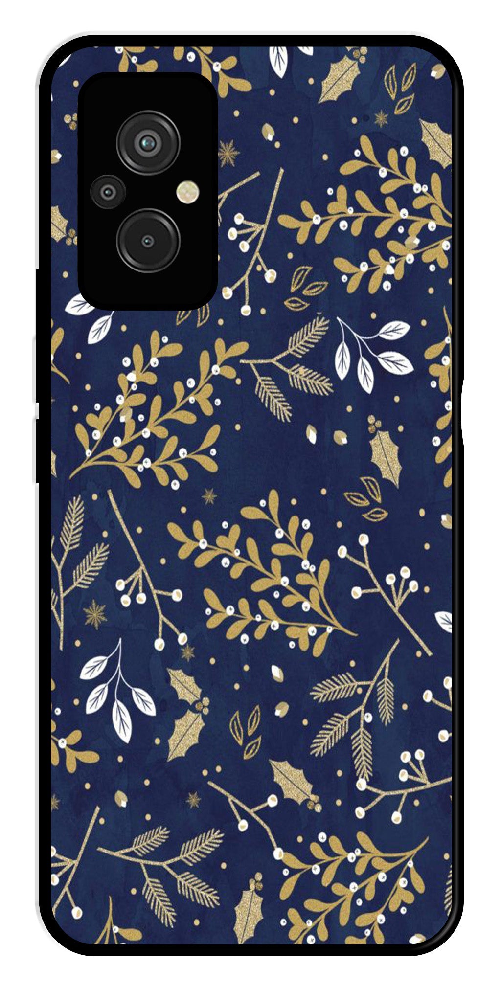Floral Pattern  Metal Mobile Case for Redmi 11 Prime   (Design No -52)