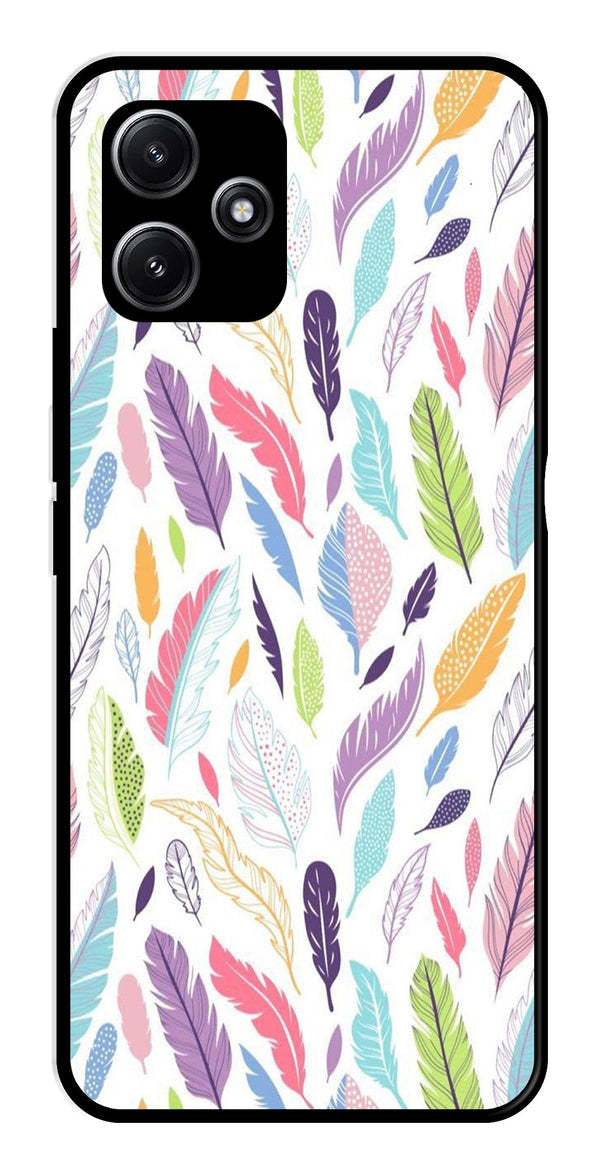 Colorful Feathers Metal Mobile Case for Poco M6 Pro 5G   (Design No -06)