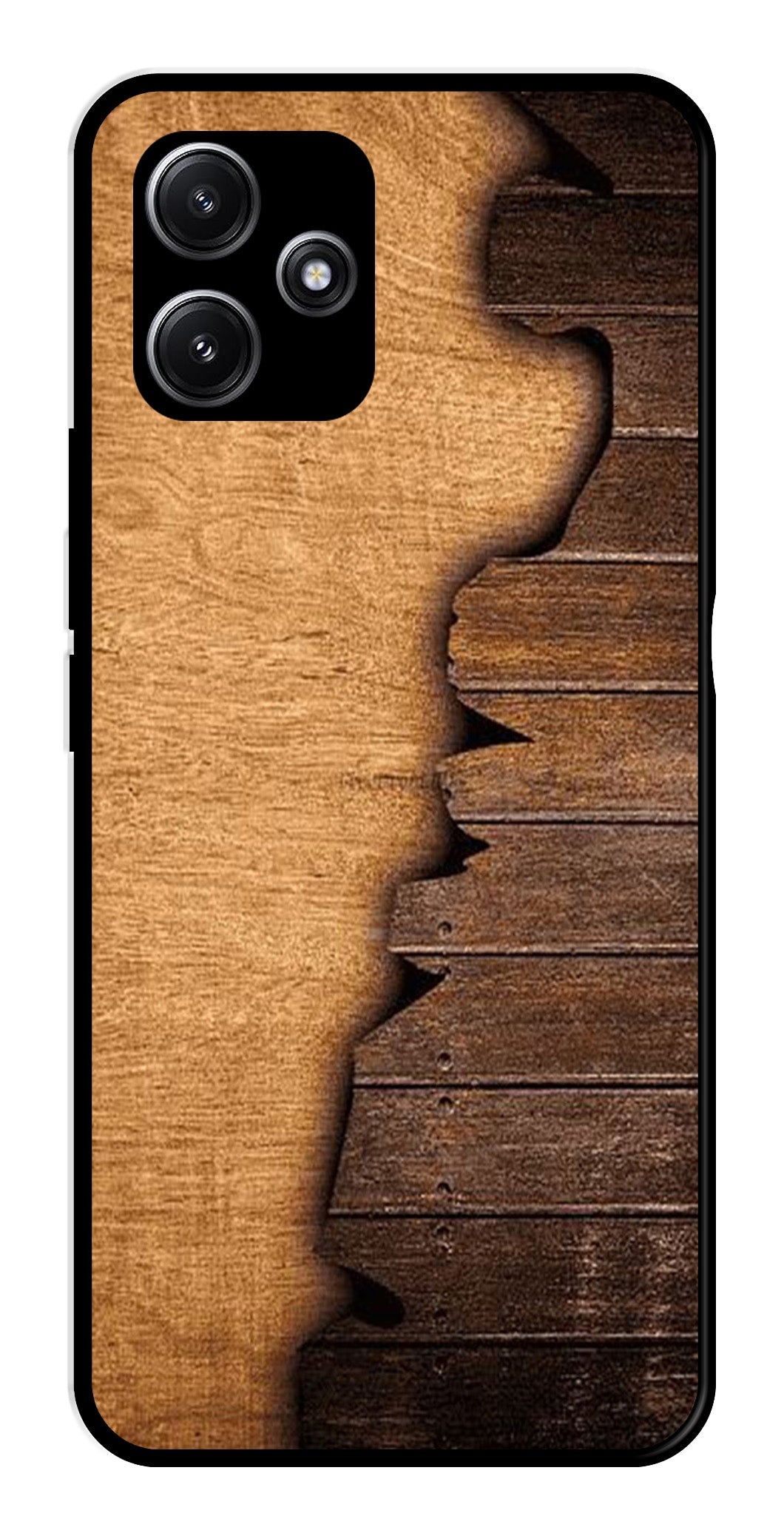 Wooden Design Metal Mobile Case for Redmi 12 5G   (Design No -13)