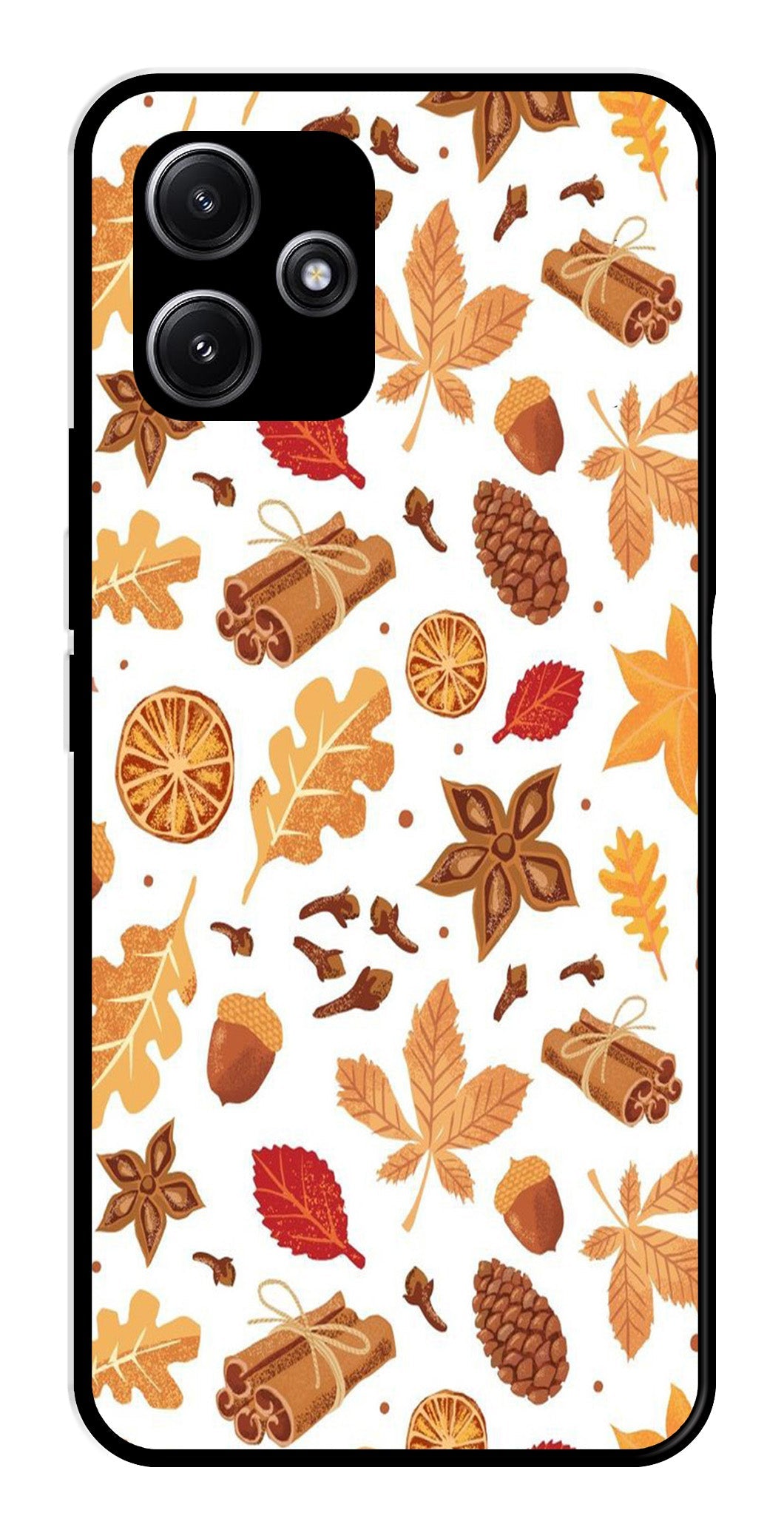 Autumn Leaf Metal Mobile Case for Redmi 12 5G   (Design No -19)