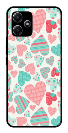 Hearts Pattern Metal Mobile Case for Redmi 12 5G