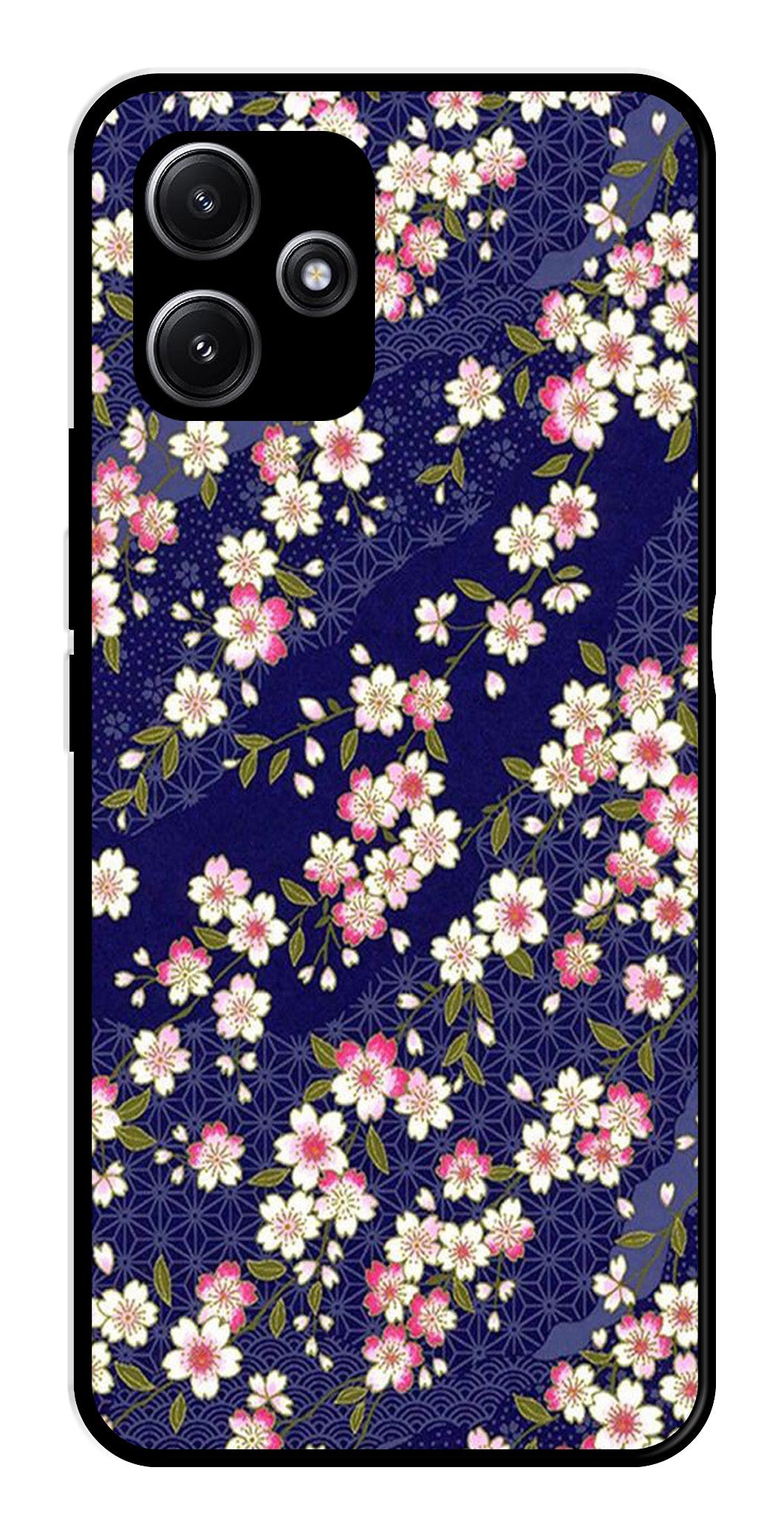 Flower Design Metal Mobile Case for Redmi 12 5G   (Design No -25)