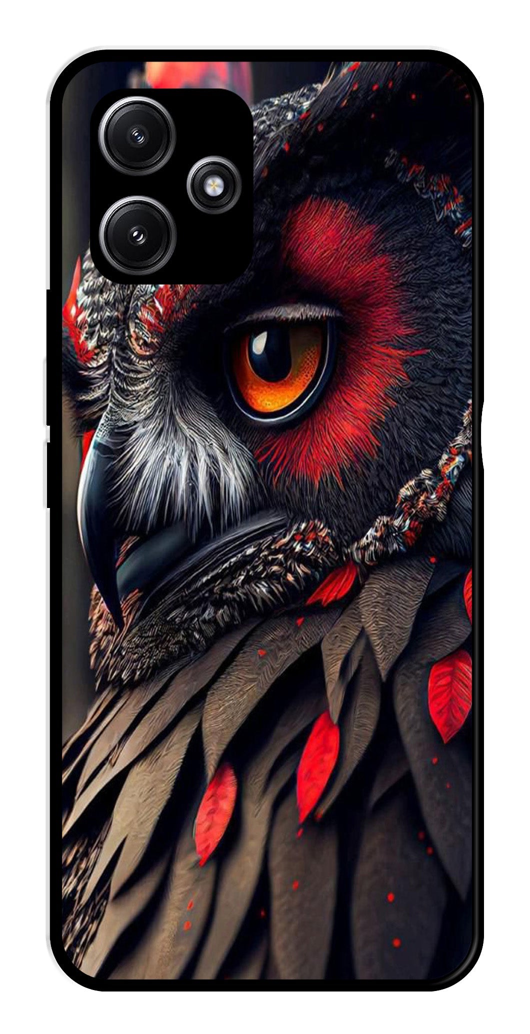 Owl Design Metal Mobile Case for Redmi 12 5G   (Design No -26)