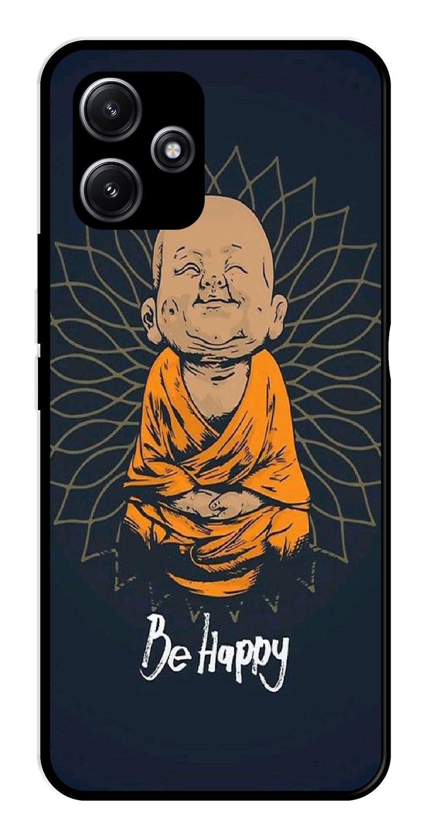 Be Happy Metal Mobile Case for Redmi 12 5G   (Design No -27)