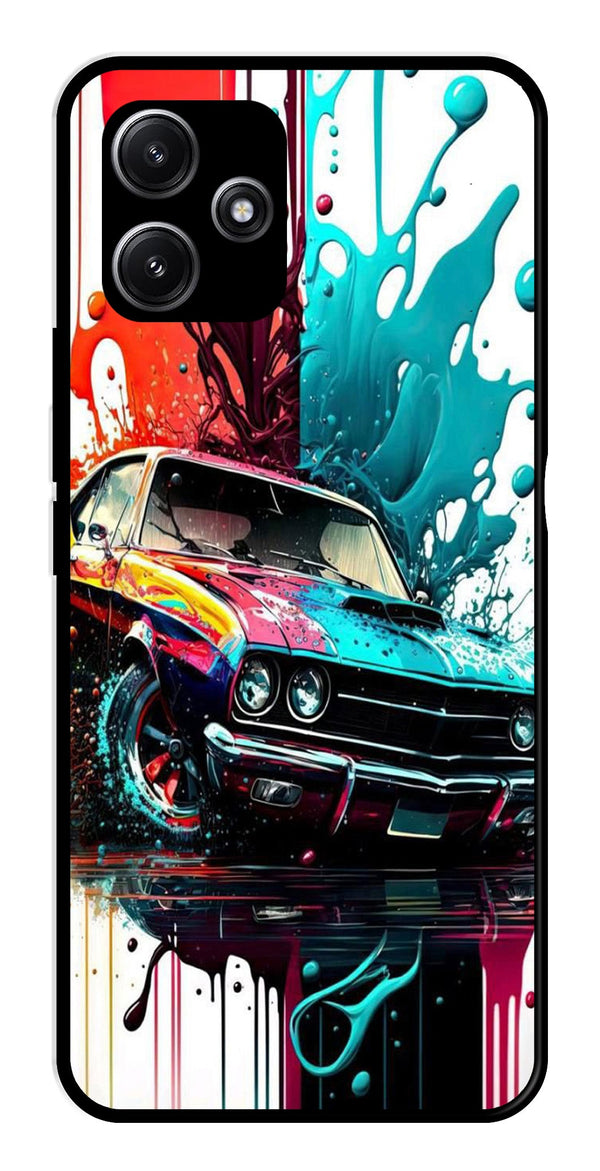 Vintage Car Metal Mobile Case for Redmi 12 5G   (Design No -29)