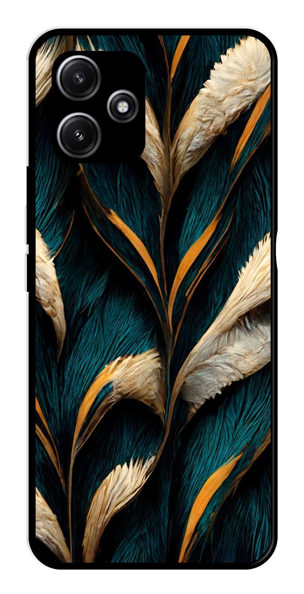 Feathers Metal Mobile Case for Redmi 12 5G   (Design No -30)