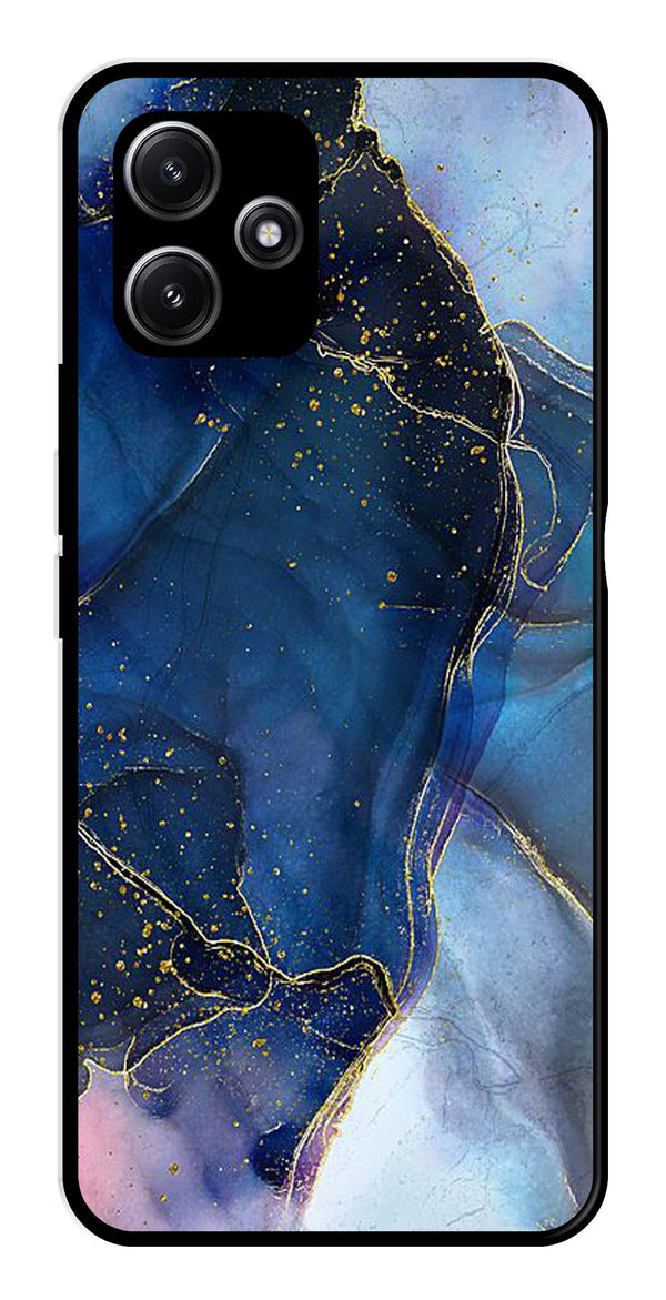 Blue Marble Metal Mobile Case for Redmi 12 5G   (Design No -34)