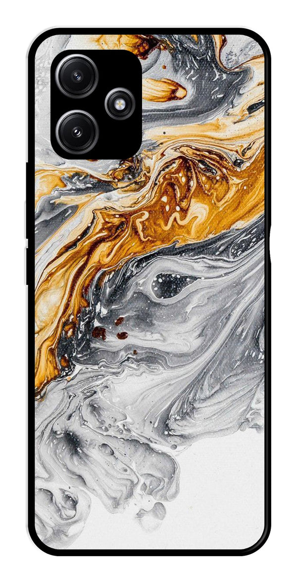 Marble Pattern Metal Mobile Case for Redmi 12 5G   (Design No -36)