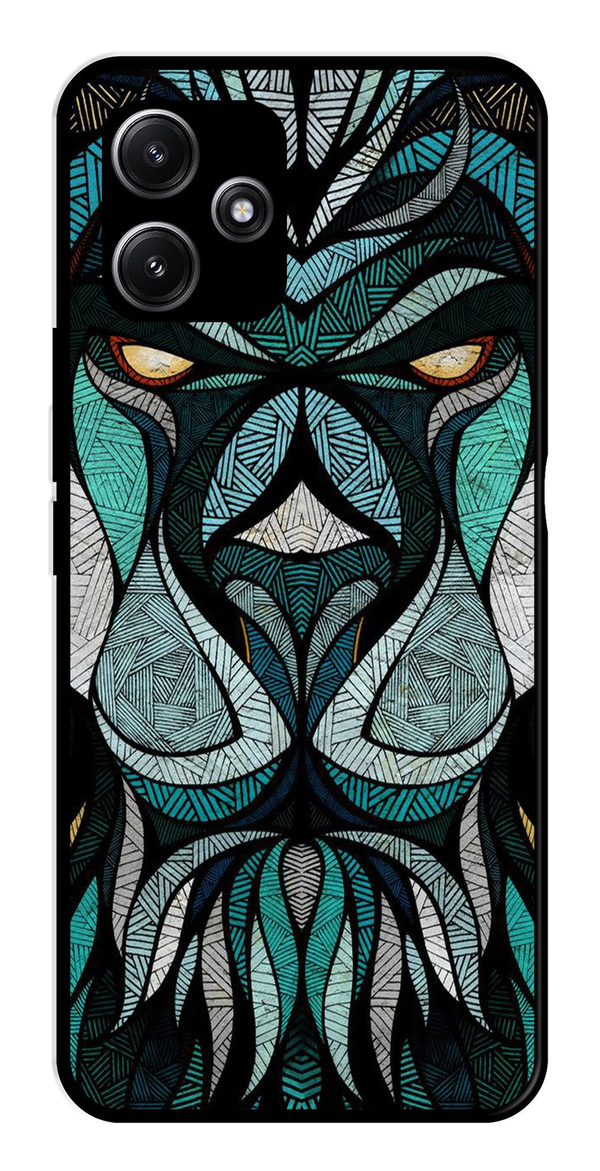 Lion Pattern Metal Mobile Case for Poco M6 Pro 5G   (Design No -40)