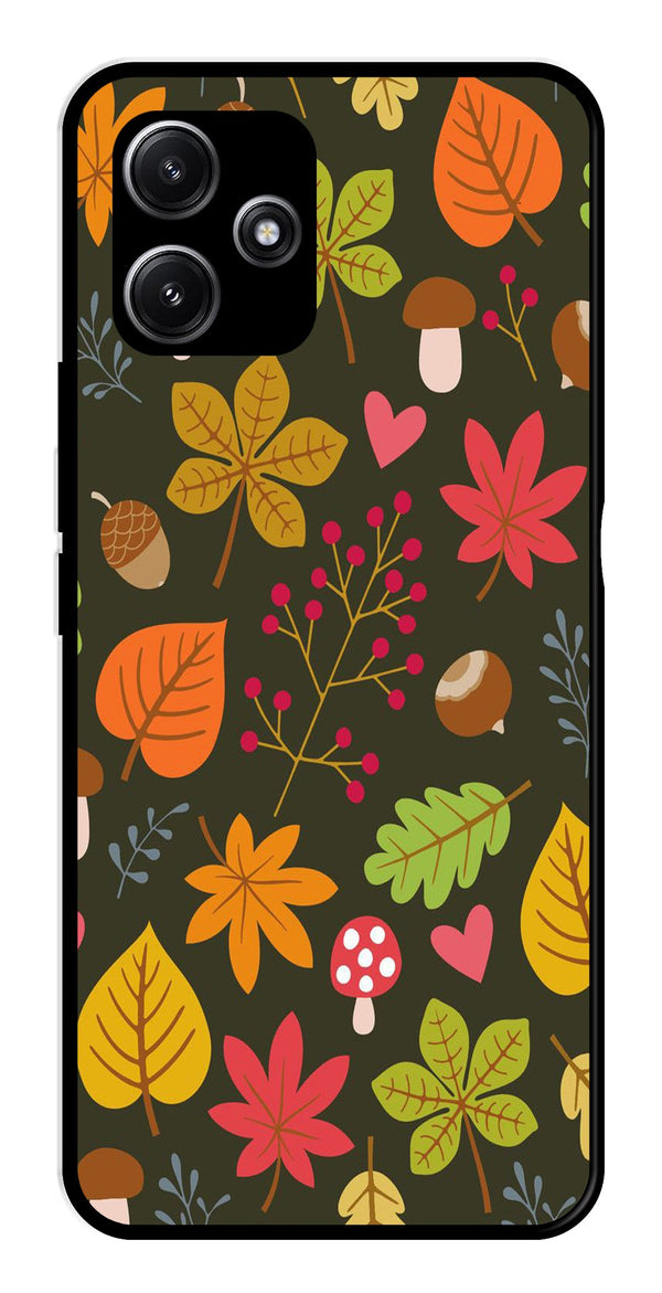 Leaves Design Metal Mobile Case for Redmi 12 5G   (Design No -51)