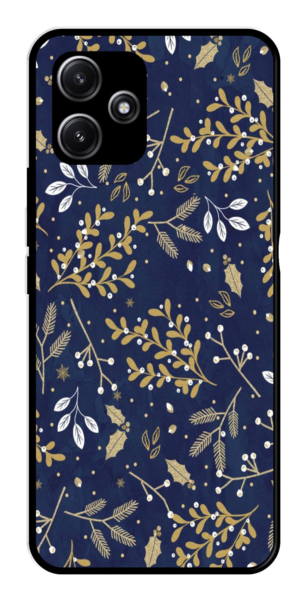 Floral Pattern  Metal Mobile Case for Redmi 12 5G   (Design No -52)