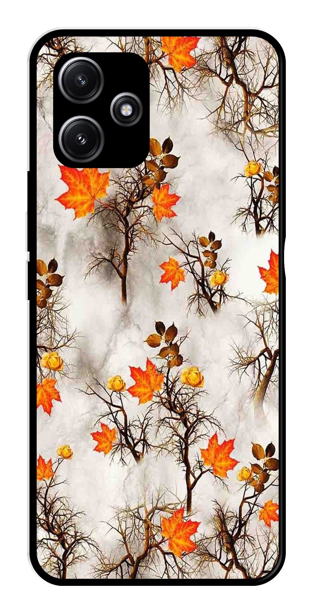 Autumn leaves Metal Mobile Case for Redmi 12 5G   (Design No -55)
