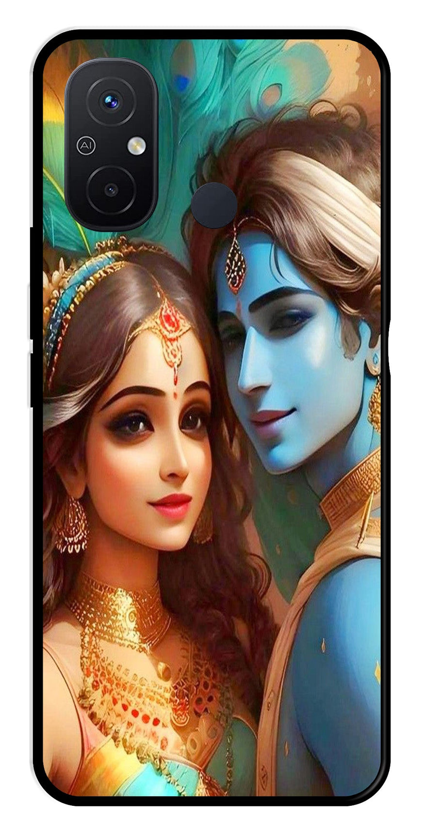 Lord Radha Krishna Metal Mobile Case for Redmi 12C   (Design No -01)