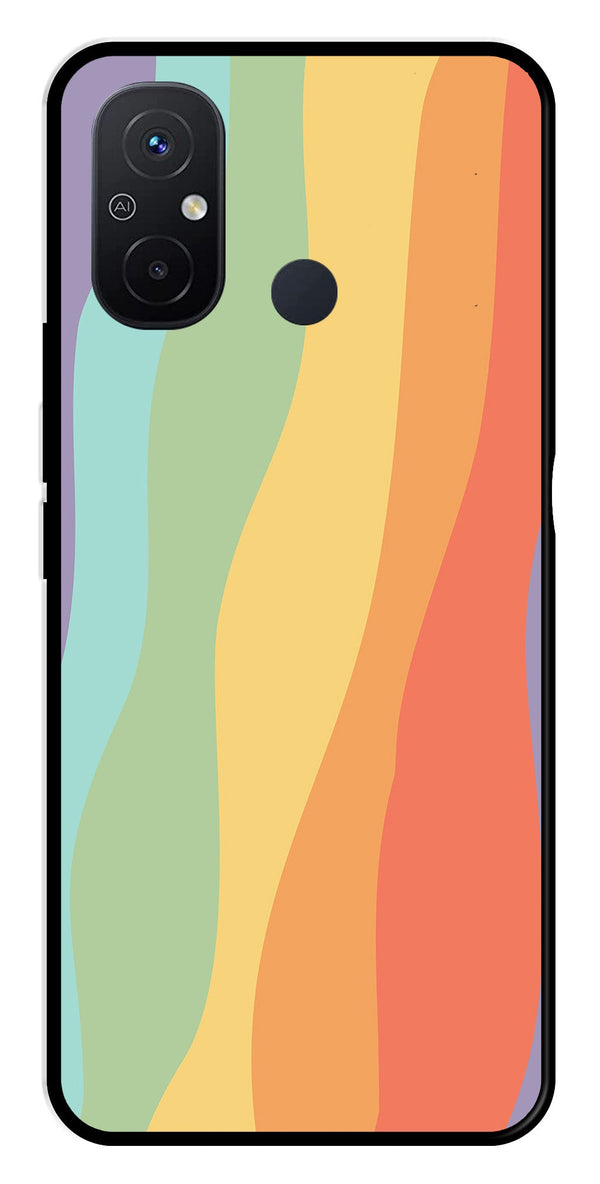 Muted Rainbow Metal Mobile Case for Redmi 12C   (Design No -02)