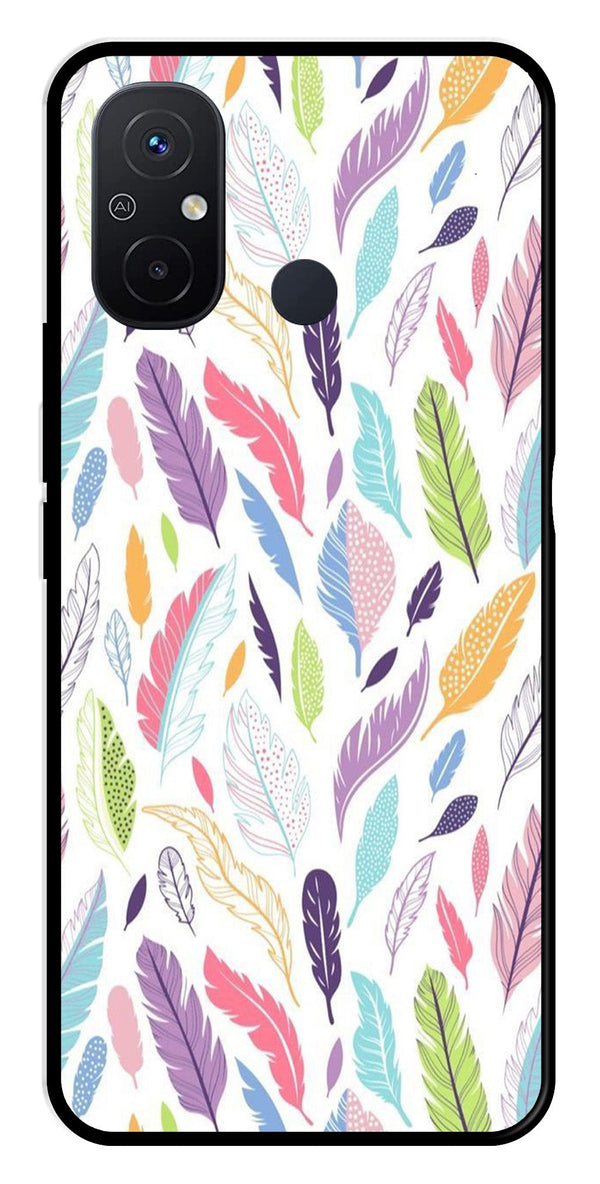 Colorful Feathers Metal Mobile Case for Redmi 12C   (Design No -06)