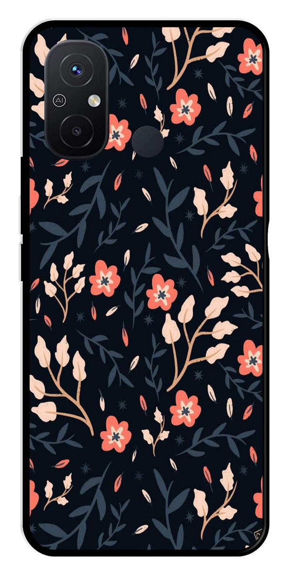 Floral Pattern Metal Mobile Case for Redmi 12C   (Design No -10)