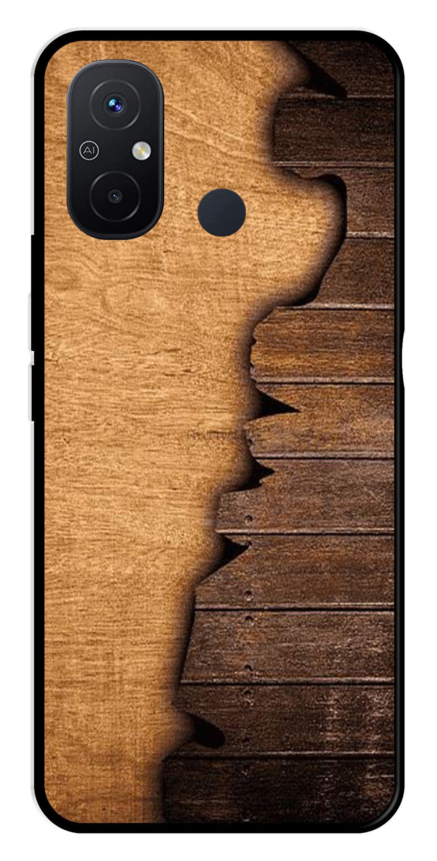 Wooden Design Metal Mobile Case for Redmi 12C   (Design No -13)