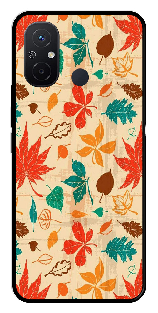 Leafs Design Metal Mobile Case for Redmi 12C   (Design No -14)