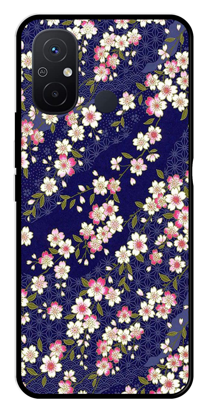 Flower Design Metal Mobile Case for Redmi 12C   (Design No -25)