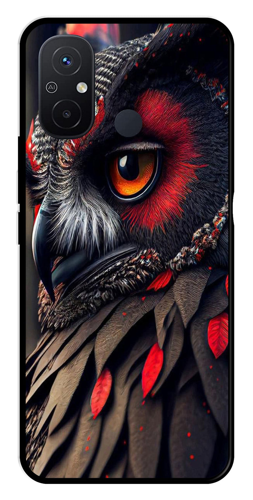 Owl Design Metal Mobile Case for Redmi 12C   (Design No -26)