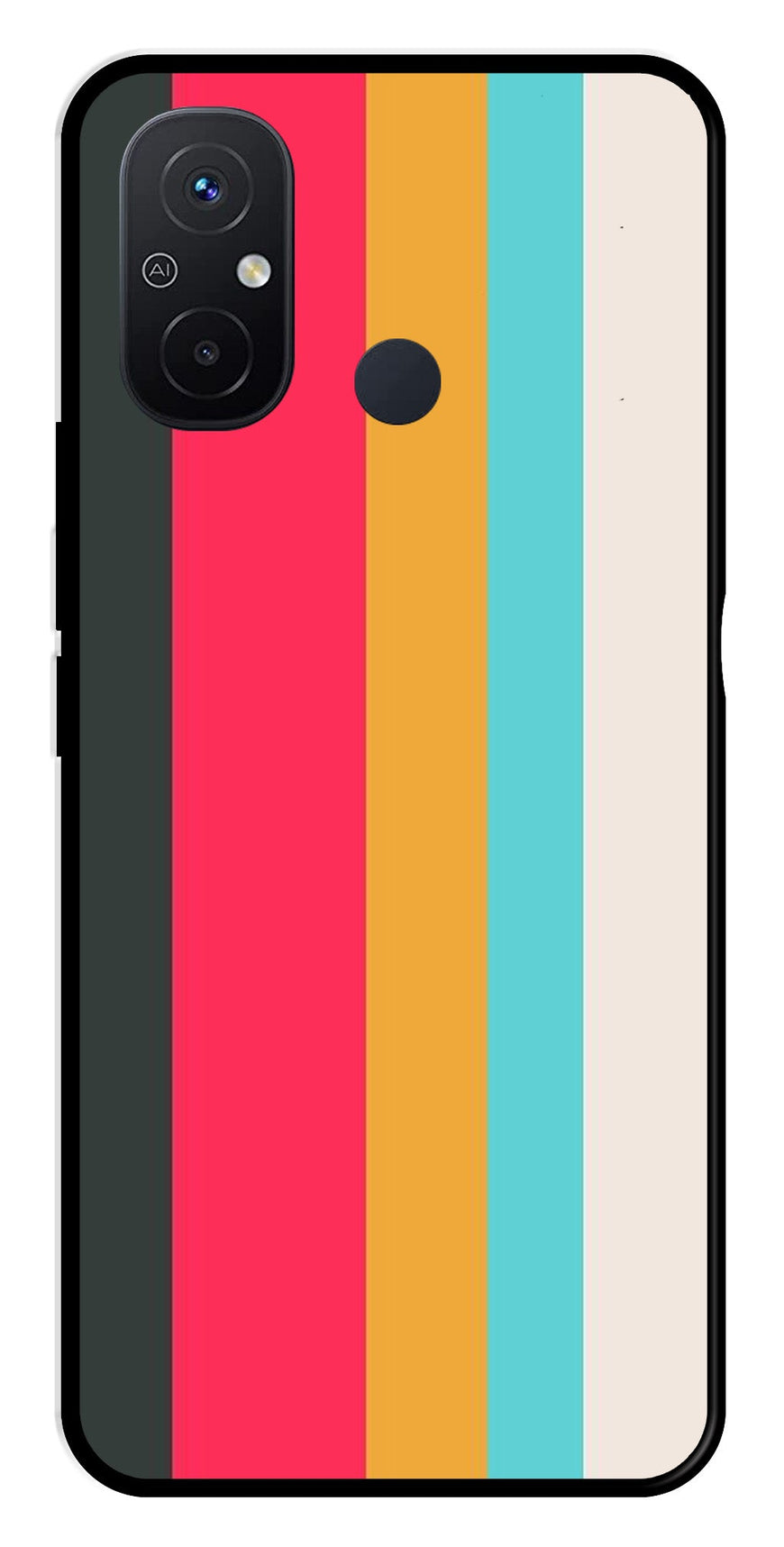 Muted Rainbow Metal Mobile Case for Redmi 12C   (Design No -31)