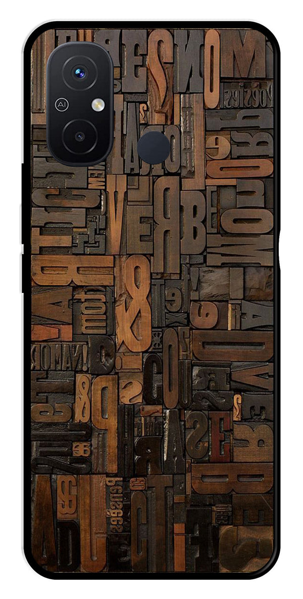 Alphabets Metal Mobile Case for Poco C55   (Design No -32)