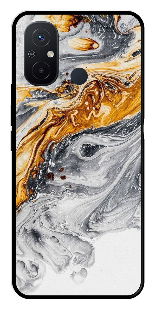 Marble Pattern Metal Mobile Case for Redmi 12C   (Design No -36)