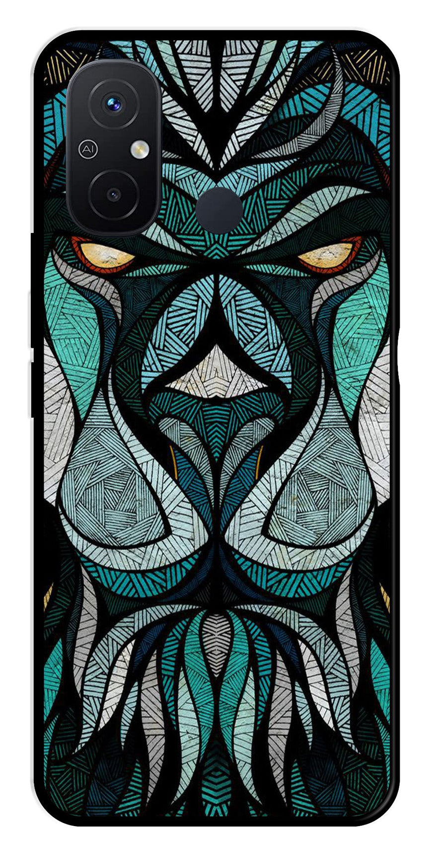Lion Pattern Metal Mobile Case for Redmi 12C   (Design No -40)