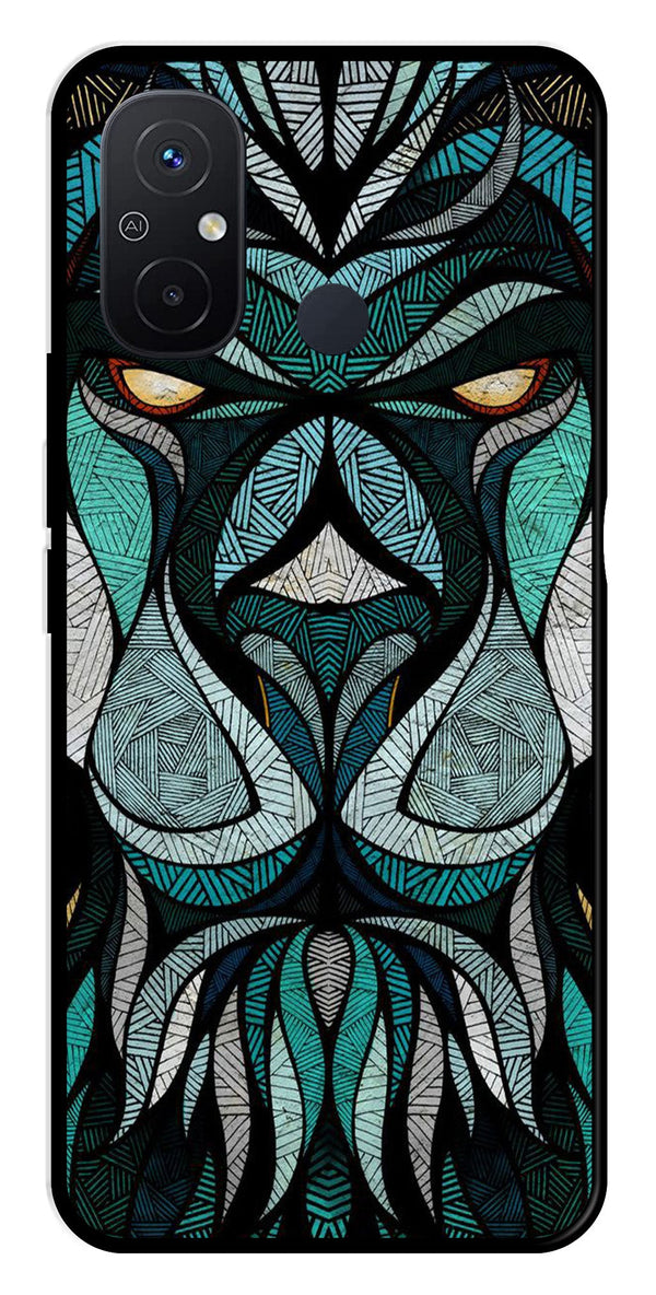 Lion Pattern Metal Mobile Case for Poco C55   (Design No -40)