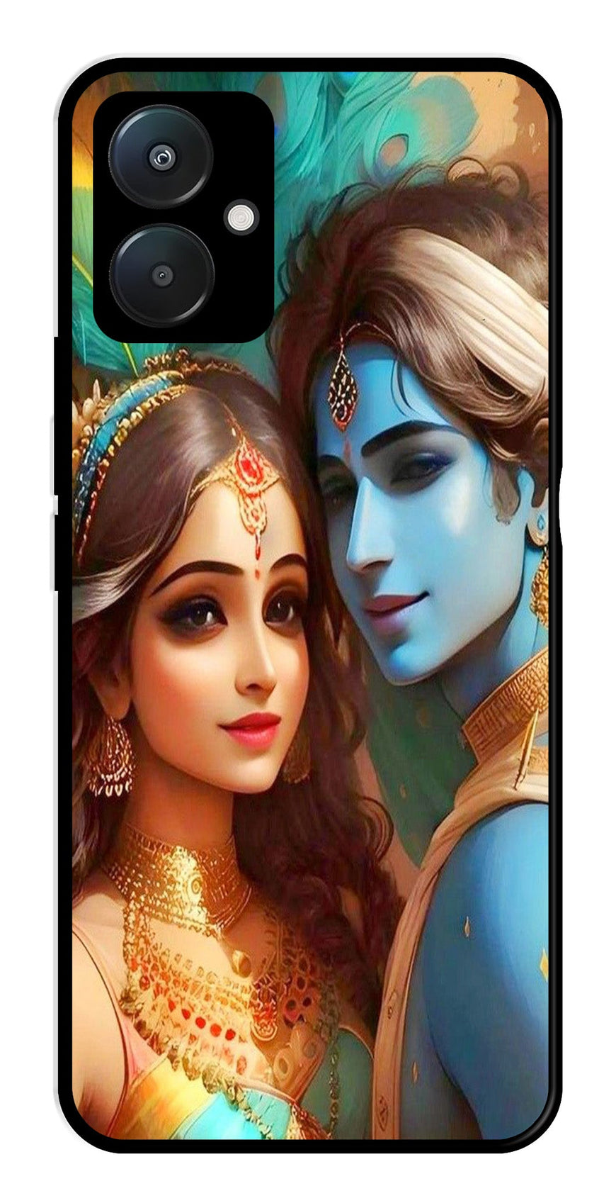 Lord Radha Krishna Metal Mobile Case for Poco C65   (Design No -01)