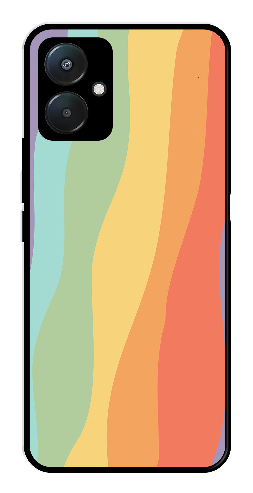 Muted Rainbow Metal Mobile Case for Poco C65   (Design No -02)