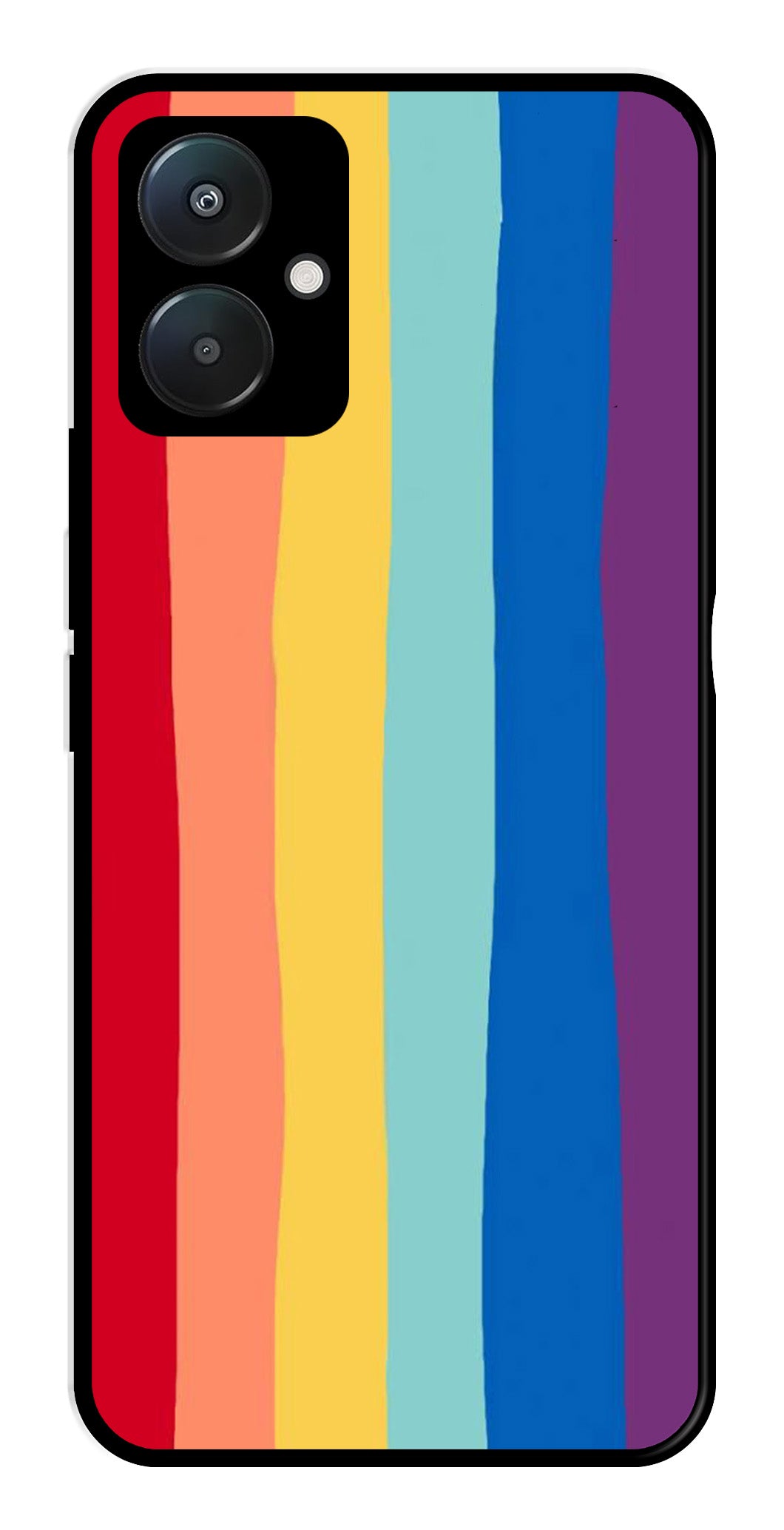 Rainbow MultiColor Metal Mobile Case for Poco C65   (Design No -03)