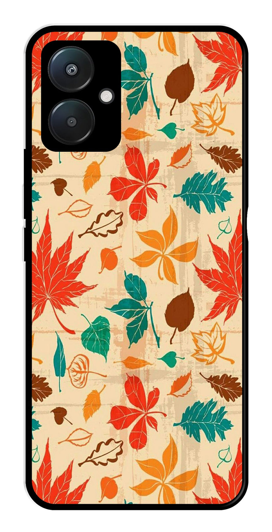Leafs Design Metal Mobile Case for Poco C65   (Design No -14)