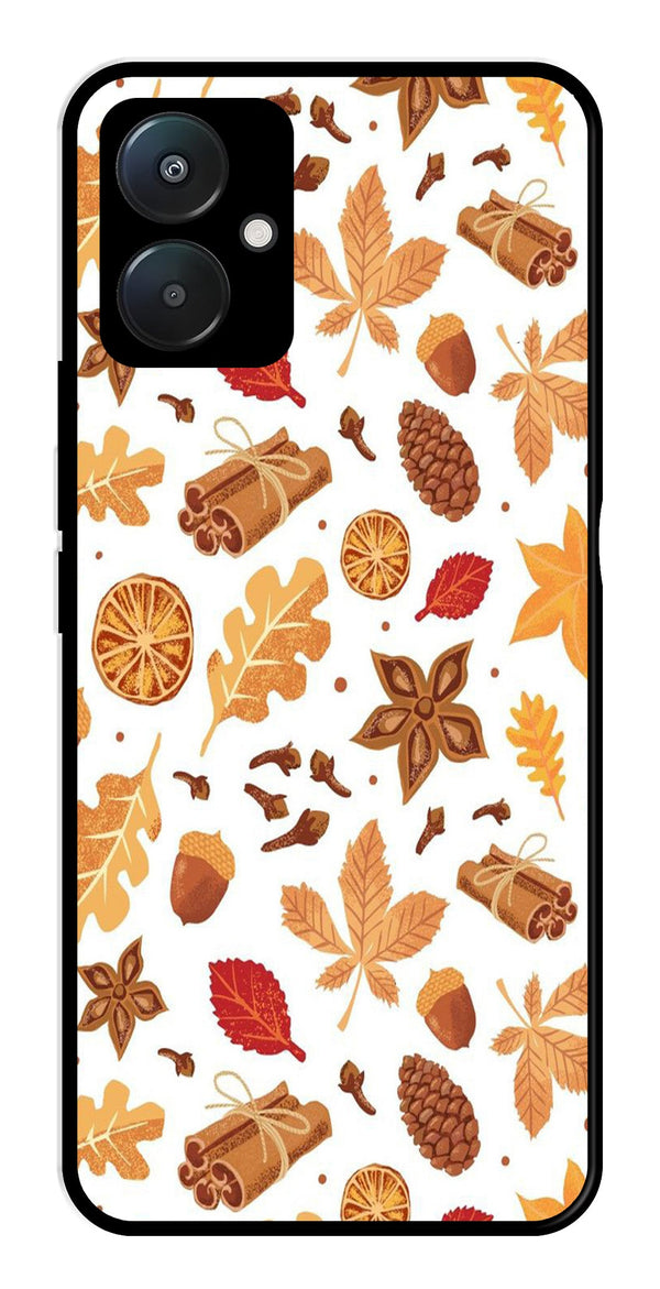 Autumn Leaf Metal Mobile Case for Poco C65   (Design No -19)