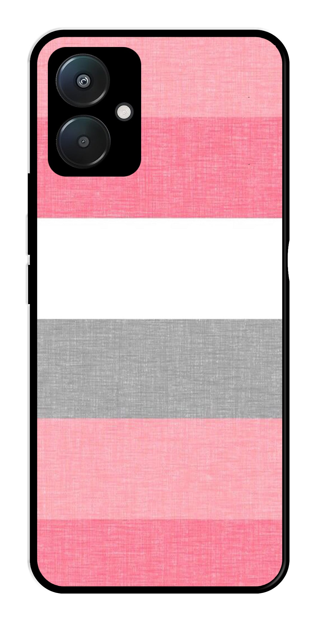 Pink Pattern Metal Mobile Case for Poco C65   (Design No -23)
