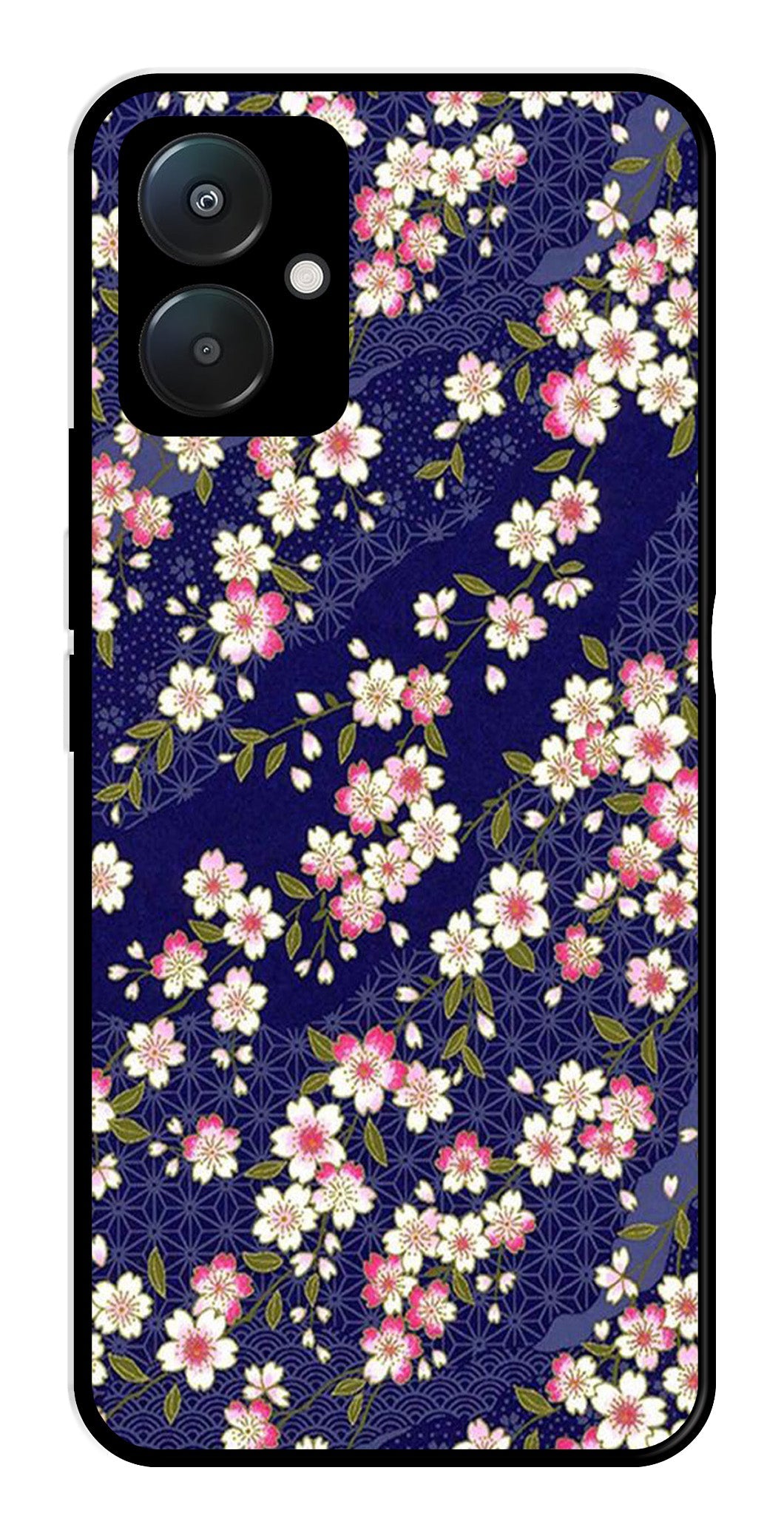 Flower Design Metal Mobile Case for Redmi 13C 4G   (Design No -25)