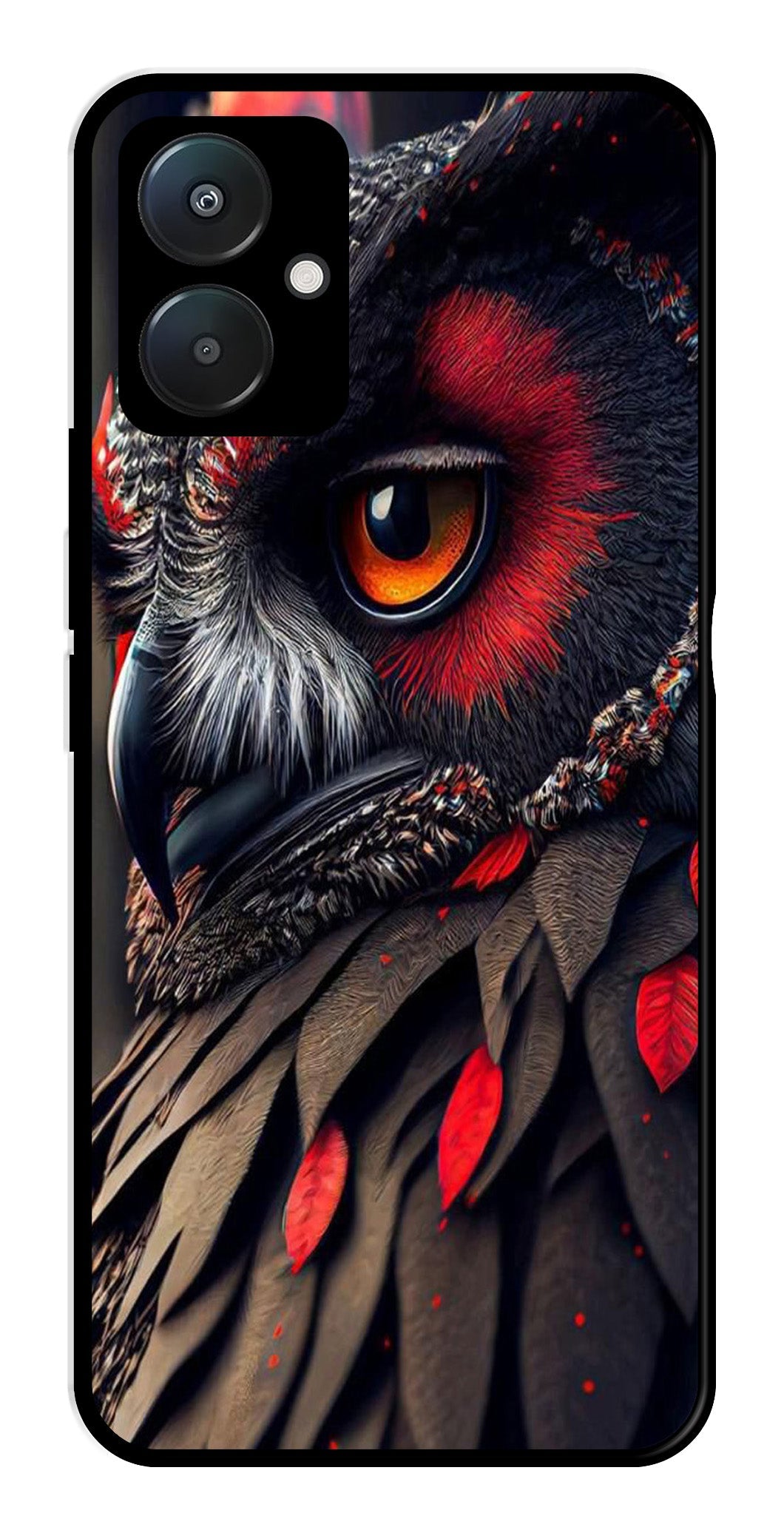 Owl Design Metal Mobile Case for Poco C65   (Design No -26)